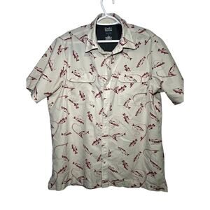 Croft & Barrow quick dry short sleeve fishing‎ button down camp shirt mens large